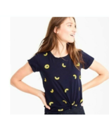 J.Crew Women&#39;s Size XS Navy Blue Basic T-Shirt Beaded Lemons Thin Lightw... - £11.00 GBP