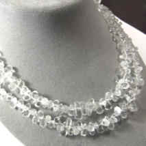 Water Droplet Quartz 2 Strand 17&quot; Necklace Sterling Silver Toggle Clasp - £25.94 GBP