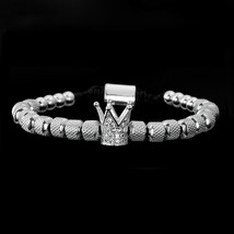 2021 New MiPave CZ Crown Royal Charm Men&Women Bracelets Stainless Steel Crystal - £11.76 GBP