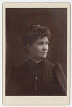 Antique Circa 1880s Cabinet Card Lovely Woman Wearing Black Victorian Dress - £7.47 GBP