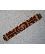 Bracelet: Tribal Motif, Coral &amp; Dark Honey, Peyote Stitch, Tube Clasp - £30.66 GBP