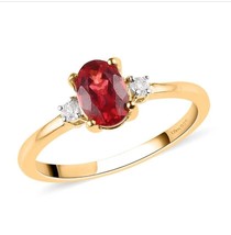 Natural Tourmaline Wedding Ring 14K Rose Gold Plated Three Stone Vintage Jewelry - £47.63 GBP
