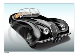 JAGUAR XK120 or XK150 PRINT - PERSONALISED ILLUSTRATION OF YOUR CAR - $25.21