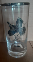 Federal Glass SPORTSMAN Grouse Tumbler 6&quot; Platinum Trim Game Bird Barware - $8.19 CAD