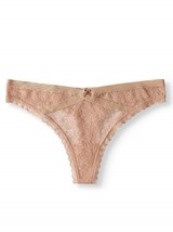 No Boundaries Women&#39;s Lace Thongs Mock Split Waist Lt Cappucci Size Larg... - $9.74