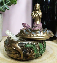 Mermaid Tefiti Praying Round Jewelry Box Figurine Small Nautical Starfis... - $21.99