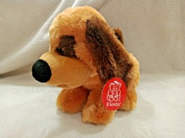 Vintage 10&quot; 02 Fiesta Floppy Eared Puppy Dog Plush Stuffed sitting spot eye tags - £10.85 GBP