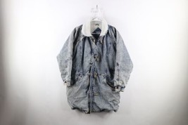 Vtg 90s Streetwear Womens L Fleece Lined Acid Wash Toggle Button Denim J... - £52.94 GBP