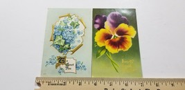 Lot Of Two Antique 1910s Best Wishes Greetings Postcards Embossed Pansies A4 - £6.01 GBP