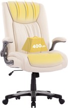 COLAMY Big and Tall Office Chair 400lbs, Large Heavy Duty High Back, Ivory - $259.99