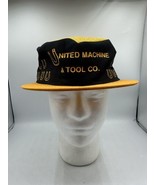 Vtg Pillbox Hat United Machine &amp; Tool Co. Mesh Top Yellow Snapback Cap T... - $28.91