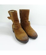 Clarks Boots Womens 8.5 Riding MidCalf Heels Side Zipper Brown Leather R... - $28.44