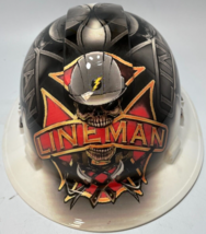 New Full Brim Hard Hat Custom Hydro Dipped Bad Ass Lineman - £52.11 GBP