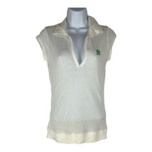 Tommy Jeans Women&#39;s V-Neck Collared Short Sleeved White Golf Shirt Size Medium - £17.65 GBP