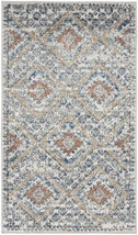 2&#39; X 4&#39; Blue And Ivory Southwestern Power Loom Non Skid Area Rug - £35.83 GBP