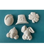 T1 - Lot 11 - 5 Mixed Magnets, Pins Ceramic Bisque Ready-to-Paint* - $3.25