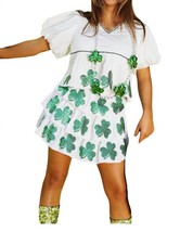 Queen Of Sparkles shamrock peplum top in White - $98.00