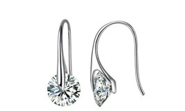 NEW Crystal Invisible Elegance Drop Earrings Pair Silver-tone Rhodium - £17.39 GBP