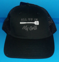 NWT MENS &quot;ALL UP IN My Grill&quot; BLACK NOVELTY BASEBALL HAT  ONE SIZE -  AD... - £13.94 GBP