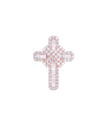 9ct Rose Gold Baguette &amp; Round Natural Diamond Cross Pendant 3.00ct - $5,580.87