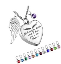 Heart Urn Necklace for Ashes with 12 Birthstones for - $58.79