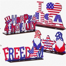 Patriotic Gnomes Sign Office Decor - 4th of July Party Decorations: Wooden Table - £21.39 GBP