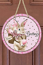 Charming Pink Bunny Door Hanger For Easter Home Decor - £22.23 GBP