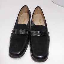 Salvatore Ferragamo ITALY Made Size 6 B Suede Mary Jane Pumps Buckle Black Shoe - £35.58 GBP
