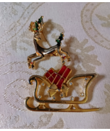 Festive Christmas Reindeer and Sleigh Brooch Pins - $148.47 MXN