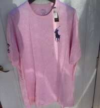 Polo Ralph Lauren Crew Neck Modern Big Pony T-Shirt Mens Pink XLT NWT - $39.99