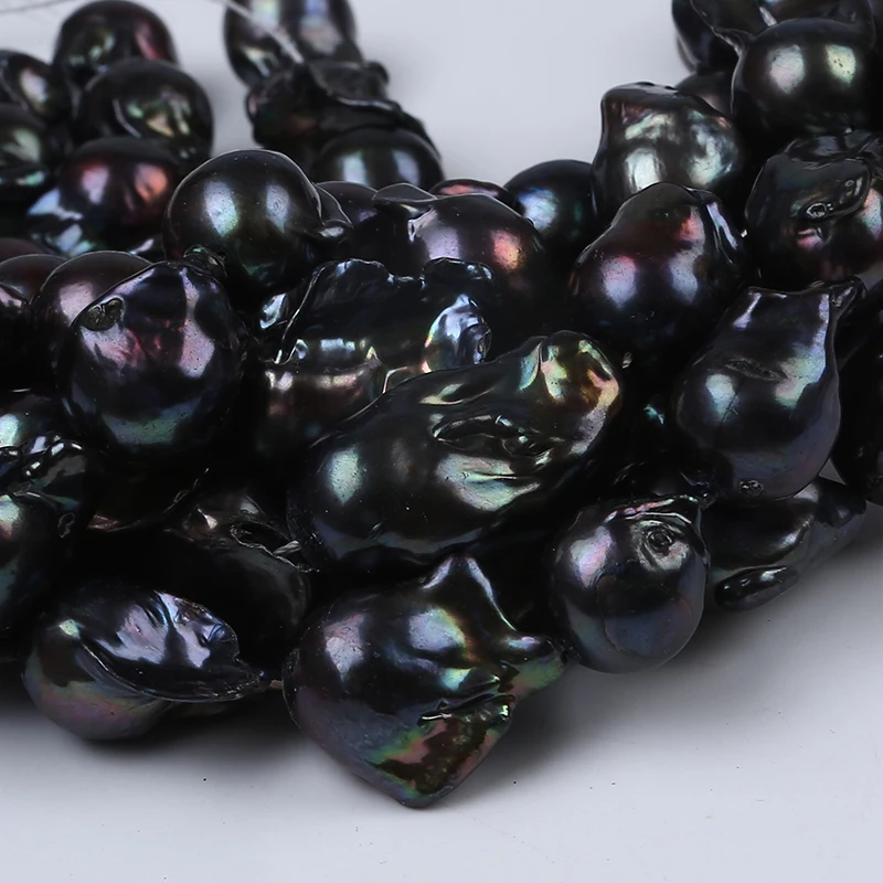 16-17mm AAA Natural Black Real Loose Beads Freshwater Large Huge Baroque Pearl - £153.14 GBP