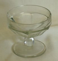Footed Sherbet Dish Knob Pedestal Base Panel Clear Glass Vintage MCM - $12.86