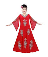 Ramadan Red Dubai Special Style Wedding Kaftan Party Kid Dress Moroccan ... - $72.05