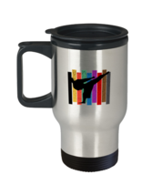 Coffee Travel Mug Funny Karate Belt Colors Silhoutte  - £19.94 GBP