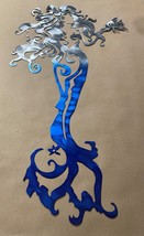 Tall Mermaid Metal Wall Art - Blue Tinged 10&quot;w x 18&quot; tall - £30.03 GBP