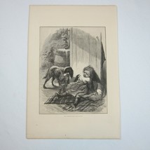 Antique 1873 Wood Engraving Print The Strange Dog by John S. Davis, The ... - $69.99