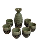 7 Piece Somayaki Soma Ware Japaneses Saki Set Double walled Gold Trim - $770.24 MXN