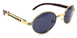 Galant Luxury Oval Metal &amp; Wood Sunglasses (Gold &amp; Cherry Wood, Black Super Dark - £10.89 GBP