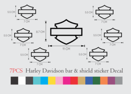 SET OF 7 Harley Davidson bar &amp; shield  Vinyl Decal Sticker 7PCS - £9.74 GBP+