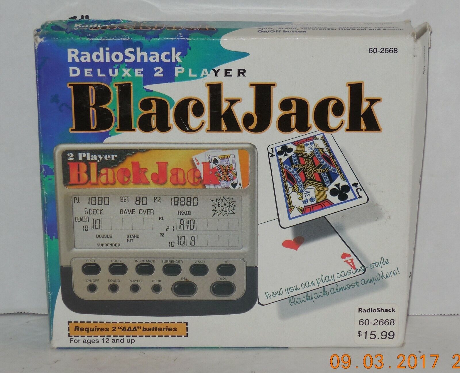 Vintage Radio Shack Deluxe 2 Player Blackjack Electronic Handheld Travel Game - $48.03
