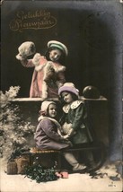 Girls, childhood, vintage, Art Deco postcard Gifts Tinted, 1916 Circa, V... - $94.23 MXN