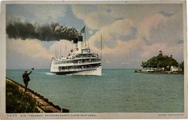 Steamer &quot;Tashmoo&quot; entering Sainte Claire Ship Canal, vintage postcard - £9.43 GBP