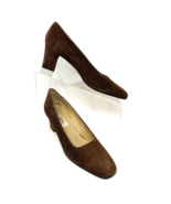Talbots Women&#39;s Brown Suede Leather Pumps, Size 8  N Narrow Square Heel - $514.13 MXN