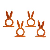 Easter Bunny Rabbit Ears Set of 4 Orange Napkin Rings Holders USA PR202-ORN-4 - £3.98 GBP