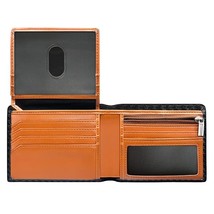 Bi-Fold Wallet Slim Simple Carbon Fiber Contrast Color RFID Blocking Leather Zip - £60.38 GBP