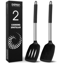 Pack Of 2 Large Silicone Cooking Spatulas, Bpa Free Stainless Steel Kitchen Uten - £20.77 GBP