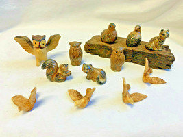 Composite MCM Ceramic Shadowbox Miniatures Animals Owl Birds Squirrel Fo... - $29.95