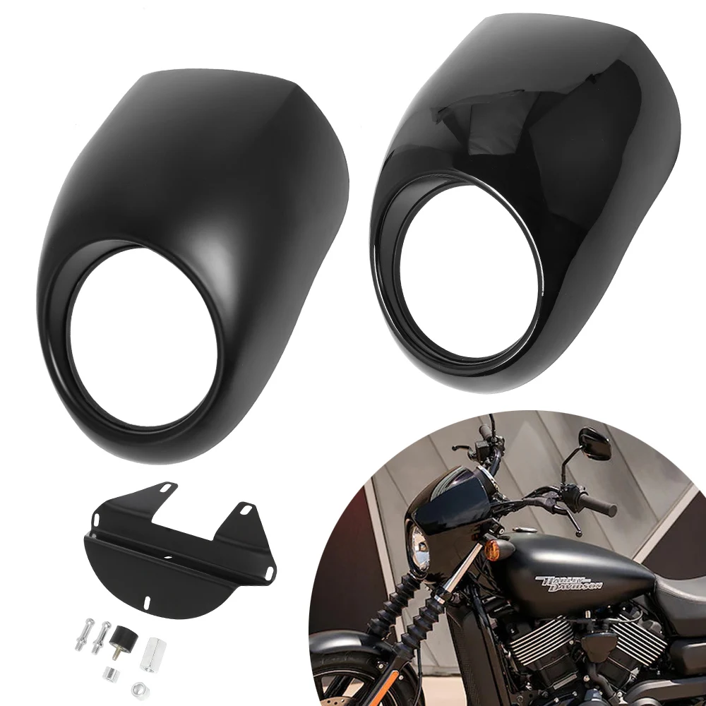 Black Headlight Cowl Fairing Mask For Harley Sportster Dyna FX/XL 883 1200 Racer - £40.50 GBP+