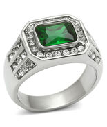 TK495 - High polished (no plating) Stainless Steel Ring with Synthetic S... - $16.70 CAD