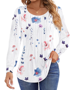 Pleated Blouses for Women Dressy Casual Long Sleeve Shirts Fall Tunic Tops - €33,41 EUR